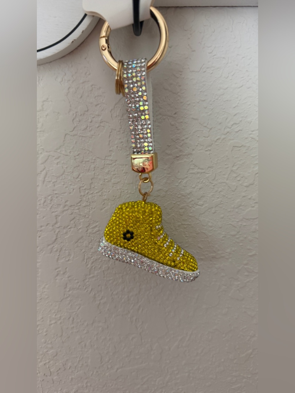 Yellow Crystal Sneaker Keychain Sparkling Shoe Charm